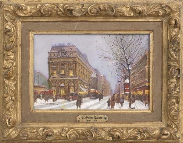 Parisian Street Scene In Winter - view 1