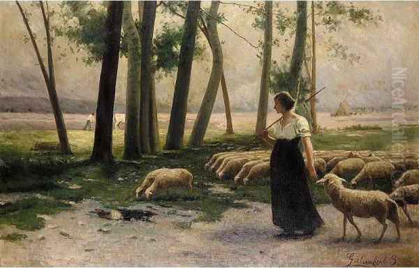 Shepherdess And Her Flock - view 1