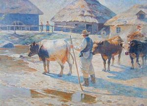 Krowy, Okolo 1913 by Wladyslaw Mihailov. Galimski