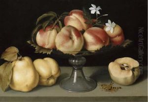 A Glass Compote With Peaches by Galizia Fede