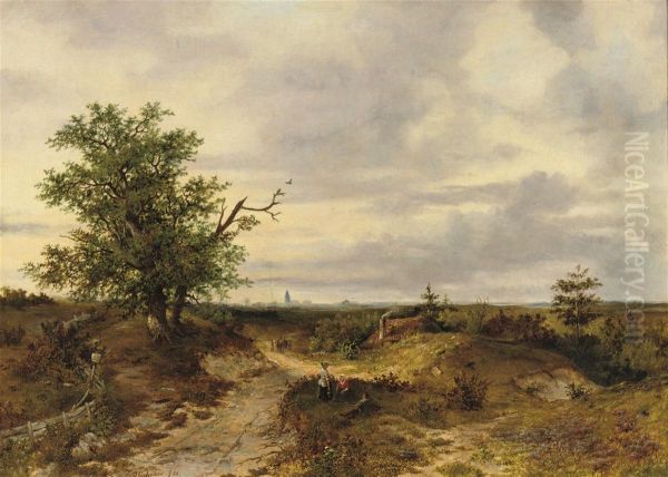 Villagers In An Extensive Summer Landscape - view 1