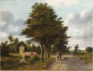 Figures On A Country Road Near Loosduinen Figures On A Country Road Near Loosduinen