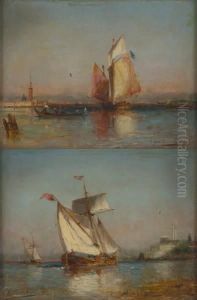 Gondoles Sur Fond De Venise by Paul Ch. Emmanuel Gallard-Lepinay