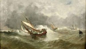 Navires En Haute Mer by Paul Ch. Emmanuel Gallard-Lepinay