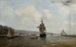 Voiliers Et Vapeur Dans Le Port De Caudelec by Paul Ch. Emmanuel Gallard-Lepinay