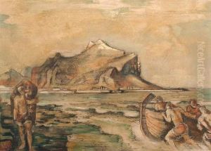 Fischer An Der Kustebei Der Arbeit by Cornelis Galle