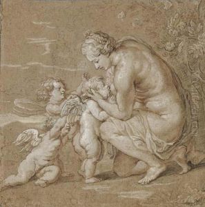Venus Suckling Putti by Cornelis Galle