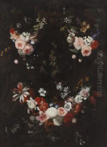 Madonna Con Bambino E San Giovannino Entro Ghirlanda Di Fiori by Hieronymus Galle I