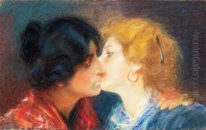 Due Donne (il Bacio) by Jose Gallegos Y Arnosa