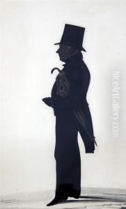 Silhouette Of A Gentleman With An Umbrella
