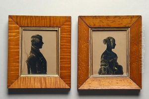 A Silhouette Portrait Of A Young Lady With Ornately Dressed Hair And Ruched Gown by Hubard Gallery
