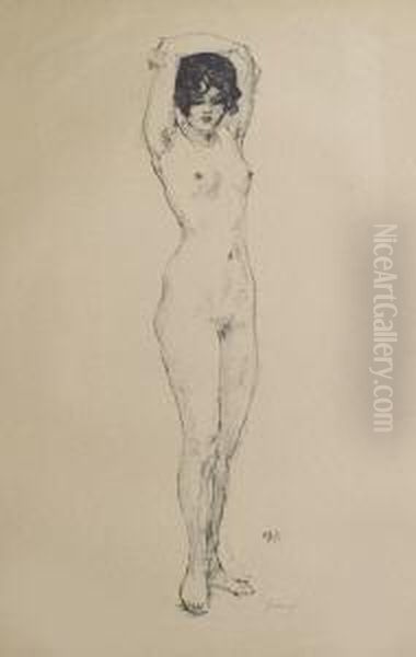 Weibliche Akte (7); Frau, Strumpfe Anziehend. Acht Radierungen Und Eine Lithographie. Verschiedene Formate, Bis 51,5 X 15 Cm. Jeweils Signiert. Teils Kleine Randlasuren. - view 1