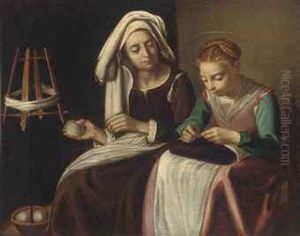 The Madonna Sewing With Saint Anne Winding Yarn