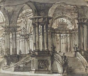 Vue D'un Decor Avec Grands Escaliers