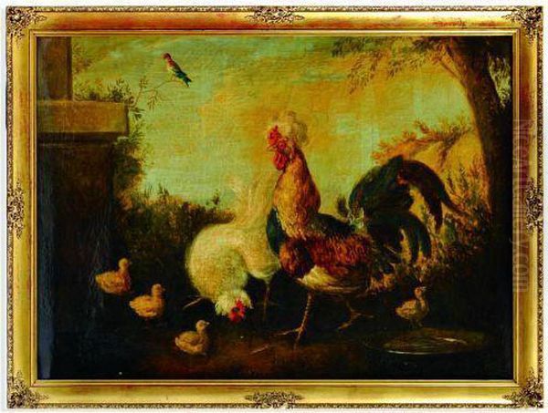 Gallo Con Gallina Y Pollos - view 1