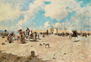 Caballistas Descansando by Baldomero Galofre Y Gimenez