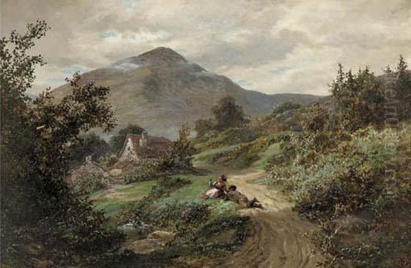 Children On A Track In A Welsh Landscape - view 1