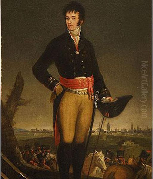 Retrato De Jose Palafox, De Cuerpoentero; Al Fondo El Campo De Batalla - view 1