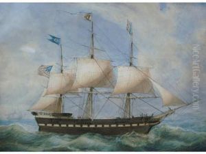 Trois Mats Americain Naviguant Vu Par Le Travers Tribord Trois Mats Americain Naviguant Vu Par Le Travers Tribord