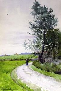 Paysanne Sur Un Chemin by Jules-Alexandre Gamba De Preydour