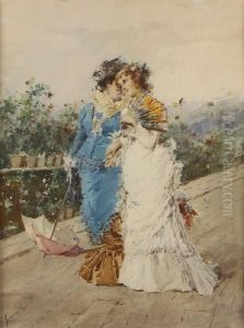Two Young Ladies On A Promenade