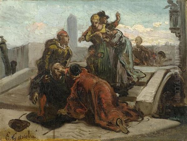 Figures On A Bridge - view 1