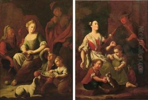 Scena Familiare Con Bambini Che Mangiano by Giuseppe Gambarini