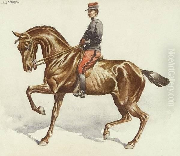 Mounted Cavalry Officer, Signed, Upper Left - view 1