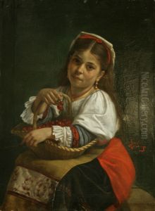 Fanciulla Napoletana Con Cesto Di Ciliegie