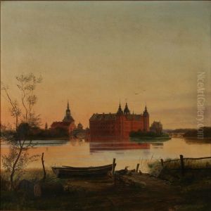 Summer Evening At Frederiksborg Castle by Knud Frederik Gamborg