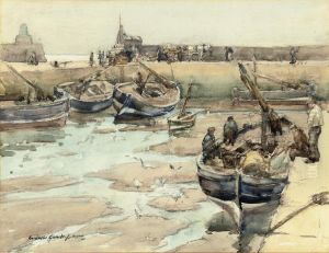 The Harbour At Low Tide by Andrew Archer Gamley