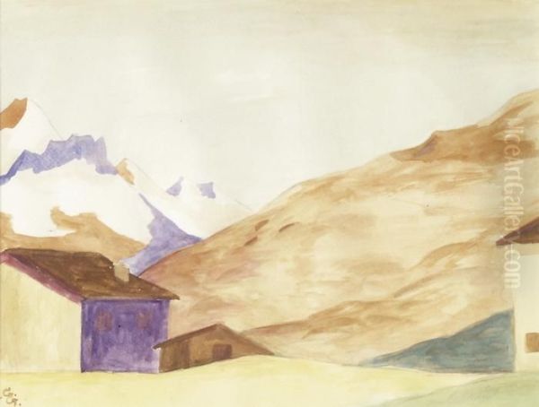 Gebirgslandschaft Mit Verschneiter Bergkette - view 1