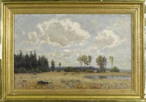 Landscape With Roe Deer. by Otto Gampert