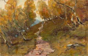 Skizze: Weg Im Birkenwald. by Otto Gampert