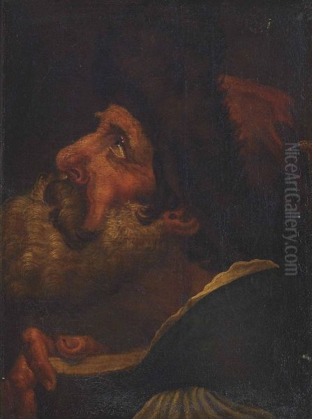 Study Of A Bearded Man Holding A Book - view 1