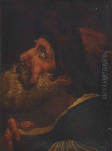 Study Of A Bearded Man Holding A Book by Gaetano Gandolfi