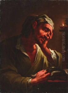 Lezende Man Bij Kaarslicht by Gaetano Gandolfi