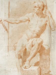 A Male Nude Resting On A Staff