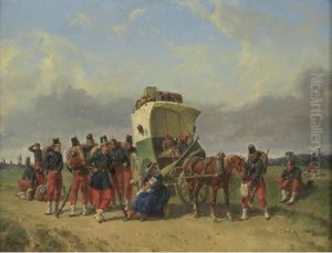 The Pause Of The Family Cart by Adolphe Gandon