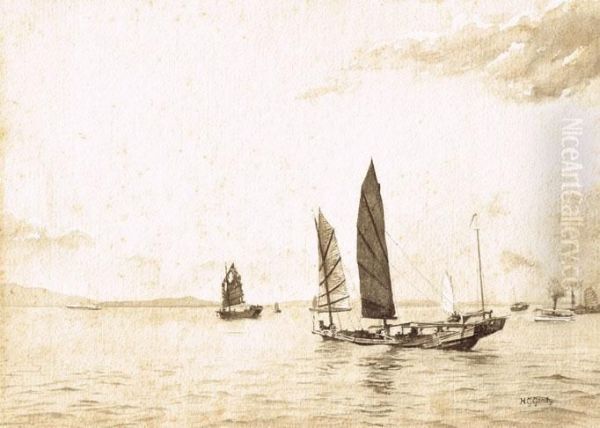 Junks And Steamboat In Hong Kong Harbour - view 1