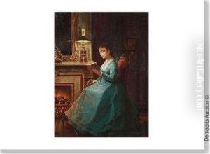 Interieur Avec Femme Devant Le Foyer. Interieur Avec Femme Devant Le Foyer.
