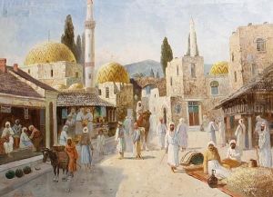 A North African Market Scene by Juan Jose Garate Y Clavero