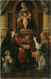 The Madonna And Child Adored By Santa Felicita And Her Sons by Lorenzo Garbieri Il Nepote