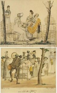 Une Soiree De Coblentz; Les Ennuyees De Longchamps (a Pair) by Garbizza, Angelo