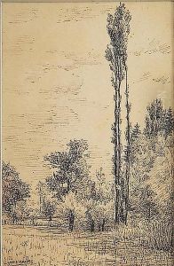 Arboles Junto A Un Estanque by Emilio Garcia Martinez