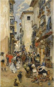En La Calle (street Scene) by Jose Garcia Ramos