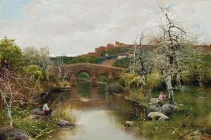 Fishing By A Bridge
