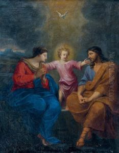 L'enfant Jesus Entre Joseph Et La Vierge Marie