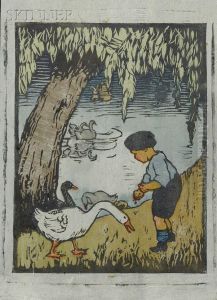 Feeding The Geese. by Eliza Draper Gardiner