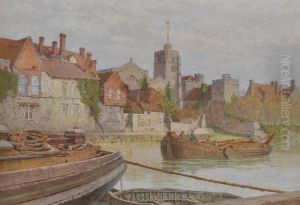 Barges On The Medway At Maidstone by William Biscombe Gardner